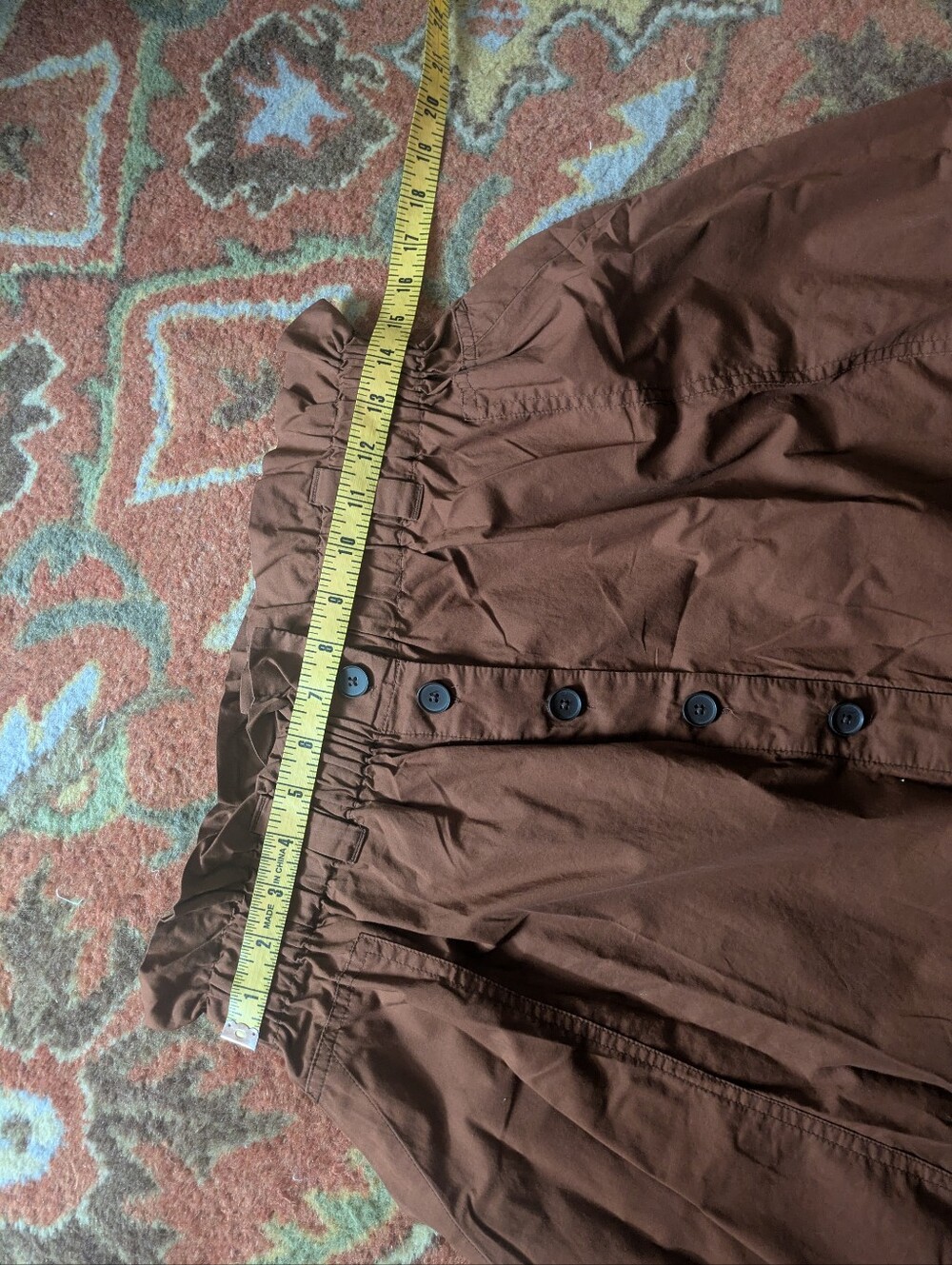 Everlane Rust-Brown Button-Front A-Line Skirt - Picture 8 of 12